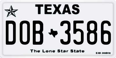 TX license plate DOB3586