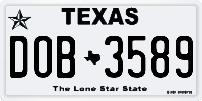 TX license plate DOB3589
