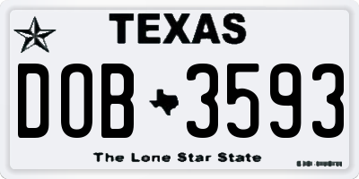 TX license plate DOB3593