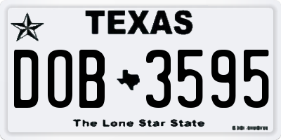 TX license plate DOB3595