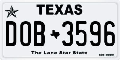 TX license plate DOB3596