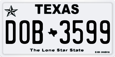 TX license plate DOB3599