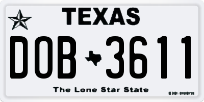 TX license plate DOB3611