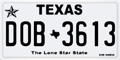 TX license plate DOB3613