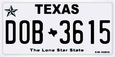 TX license plate DOB3615