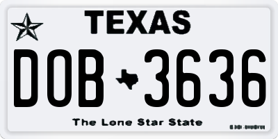 TX license plate DOB3636