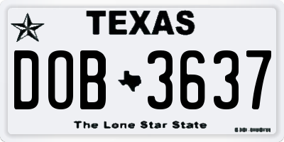 TX license plate DOB3637