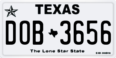 TX license plate DOB3656