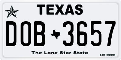 TX license plate DOB3657