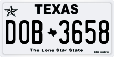 TX license plate DOB3658