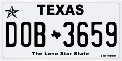 TX license plate DOB3659