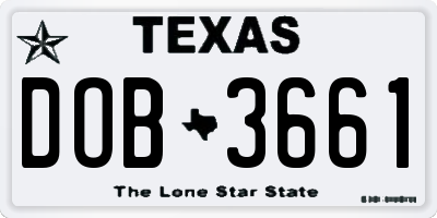 TX license plate DOB3661