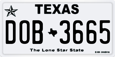 TX license plate DOB3665