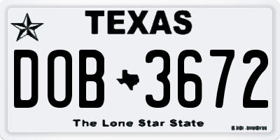TX license plate DOB3672