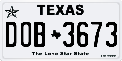 TX license plate DOB3673