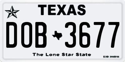 TX license plate DOB3677