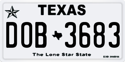 TX license plate DOB3683