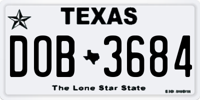 TX license plate DOB3684