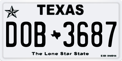 TX license plate DOB3687