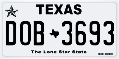 TX license plate DOB3693