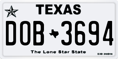 TX license plate DOB3694