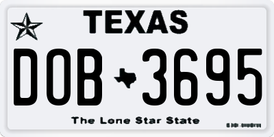 TX license plate DOB3695