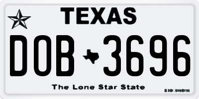 TX license plate DOB3696