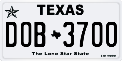 TX license plate DOB3700
