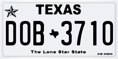 TX license plate DOB3710