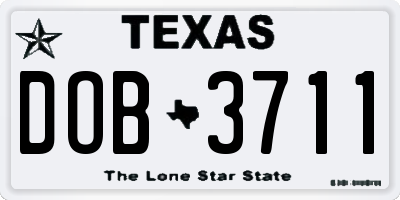 TX license plate DOB3711