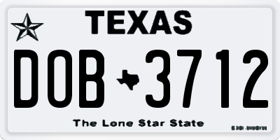 TX license plate DOB3712