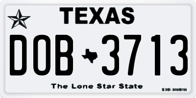 TX license plate DOB3713