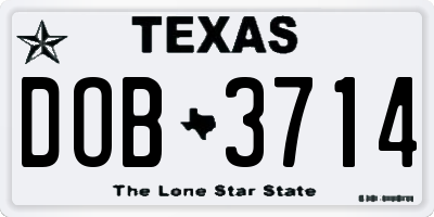TX license plate DOB3714