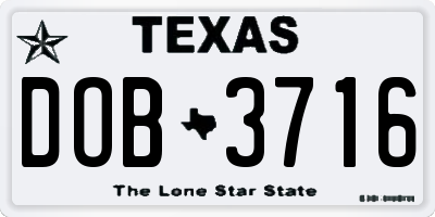 TX license plate DOB3716