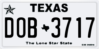 TX license plate DOB3717