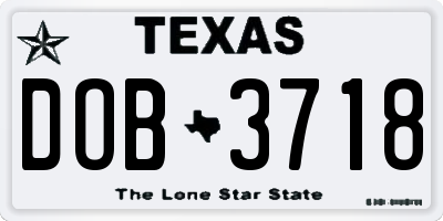 TX license plate DOB3718
