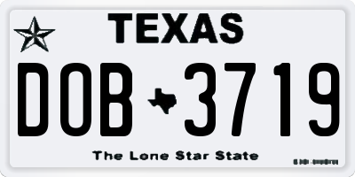 TX license plate DOB3719