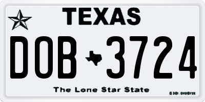 TX license plate DOB3724