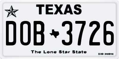 TX license plate DOB3726