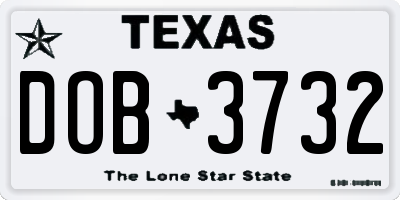 TX license plate DOB3732