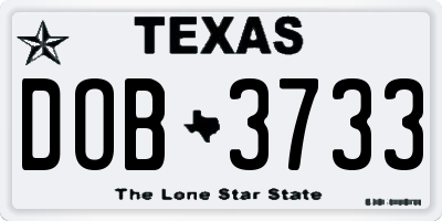 TX license plate DOB3733