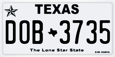 TX license plate DOB3735