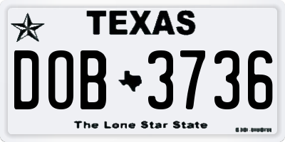 TX license plate DOB3736