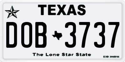 TX license plate DOB3737