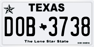 TX license plate DOB3738