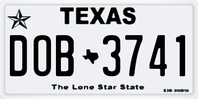 TX license plate DOB3741