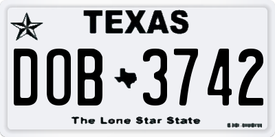 TX license plate DOB3742