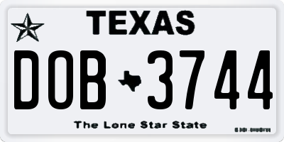 TX license plate DOB3744