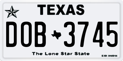 TX license plate DOB3745