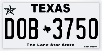 TX license plate DOB3750